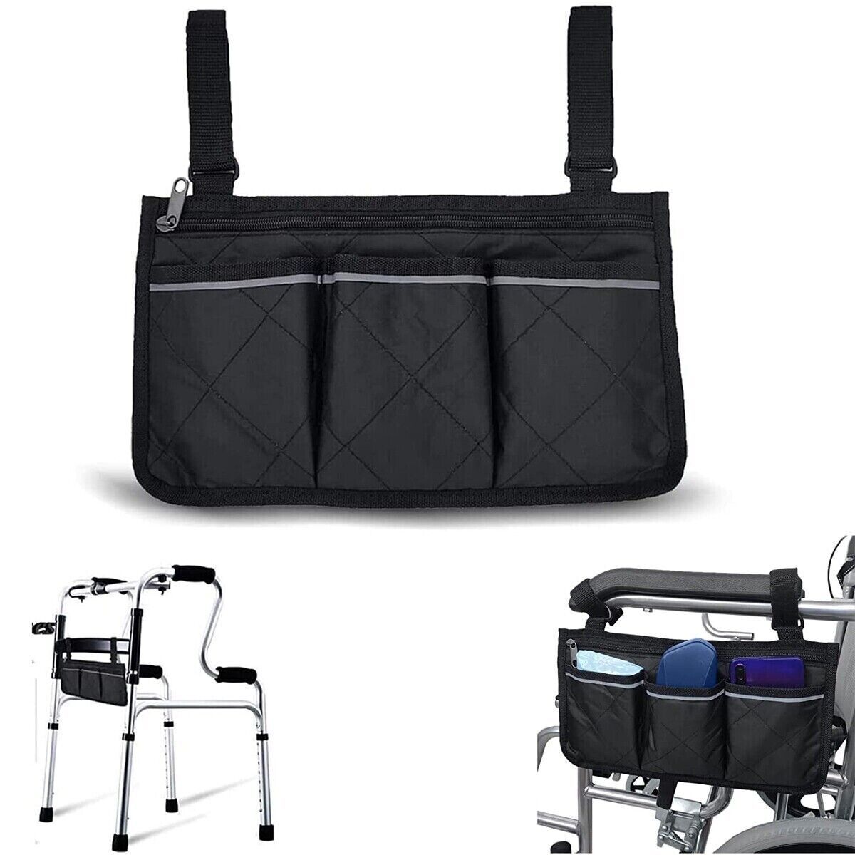 Bright-Line Wheelchair Armrest Side Bags for Easy Accessory Storage