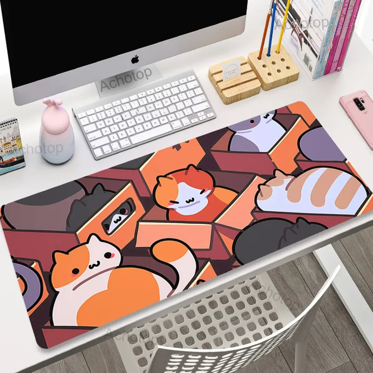 Kawaii Cat Constellation Desk Mat